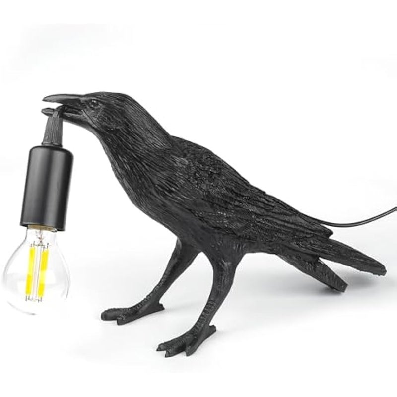 Raven Desk Lamp - Resin LED Bird Lamp for Bedroom/Office/Living Room/Farmhouse Art Deco with Plug - Image 2